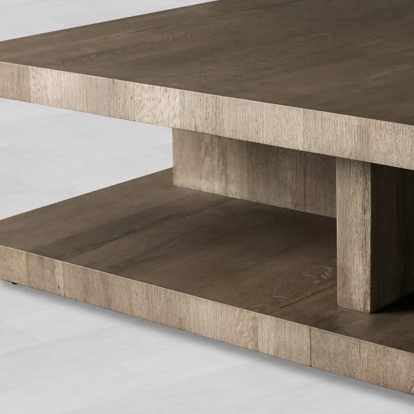 Leandro Reclaimed Oak Coffee Table Wood Living Room Center Tea Table Timeworn Cocktail Table - Image 5