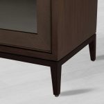 Malone leather Panels Sideboard Glass Doors Buffet Table Oak Wood Living Room Entryways Cabinet - Image 8