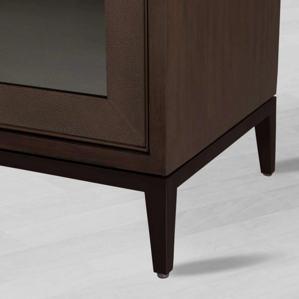 Malone leather Panels Sideboard Glass Doors Buffet Table Oak Wood Living Room Entryways Cabinet - Image 8