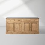 Kensington Marble Top Sideboard Pine Buffet Storage Cabinet Wood Living Room Cabinet - Image 9