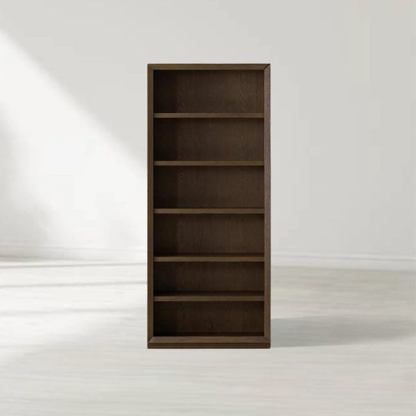 Nason Modular Bookcase Oak Wood Tall Display Cabinets with LED Lighting - Image 4