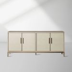 Malone Reconstituted Leather Sideboard Wood Buffet Table Living Room Entryways Cabinet - Image 9