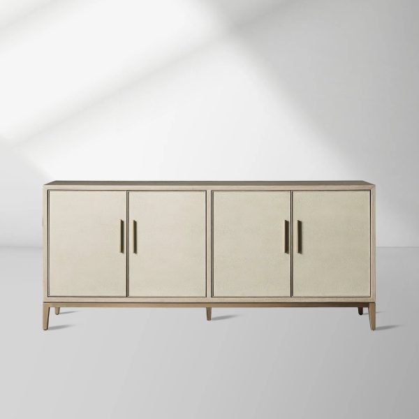 Malone Reconstituted Leather Sideboard Wood Buffet Table Living Room Entryways Cabinet - Image 9