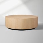 Sullivan Wood Round Coffee Table Oak Cocktail Table Simplicity Living Room Center Tea Table - Image 4
