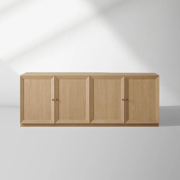 Nason Modular Four-Door Media TV Stand in Solid Oak Side Cabinet Television Storage Unit Wood Sideboard - Image 4