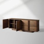 Ribbon Mid-Century Sideboard Buffet Table Wood Living Room Entryways Cabinet - Image 2