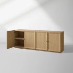 Nason Modular Four-Door Media TV Stand in Solid Oak Side Cabinet Television Storage Unit Wood Sideboard - Image 5