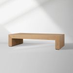 Sullivan Wood Waterfall Coffee Table Rectangle Rural Cocktail Table Oak Wood Center Tea Table - Image 2