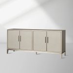 Malone Reconstituted Leather Sideboard Wood Buffet Table Living Room Entryways Cabinet - Image 8