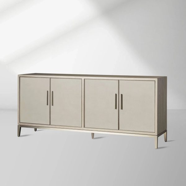 Malone Reconstituted Leather Sideboard Wood Buffet Table Living Room Entryways Cabinet - Image 8