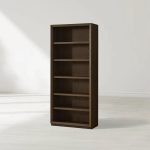 Nason Modular Bookcase Oak Wood Tall Display Cabinets with LED Lighting - Image 5