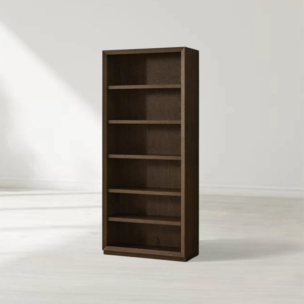 Nason Modular Bookcase Oak Wood Tall Display Cabinets with LED Lighting - Image 5