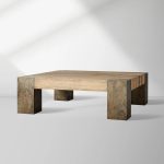 Telluride Square Oak Coffee Table Wood Cocktail Table Living Room Center Tea Table Vintage Cocktail Table - Image 2