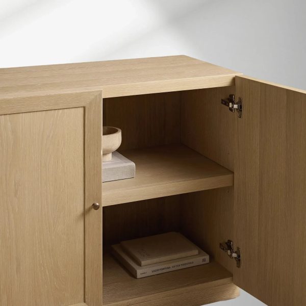Nason Modular Four-Door Media TV Stand in Solid Oak Side Cabinet Television Storage Unit Wood Sideboard - Image 6