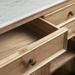 Kensington Marble Top Sideboard Wood Buffet Storage Entryways Side Cabinet With Glass Doors - Image 6