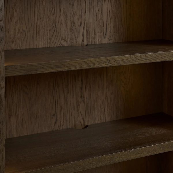 Nason Modular Bookcase Oak Wood Tall Display Cabinets with LED Lighting - Image 6
