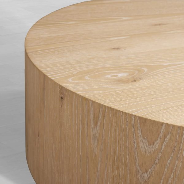 Sullivan Wood Round Coffee Table Oak Cocktail Table Simplicity Living Room Center Tea Table - Image 5