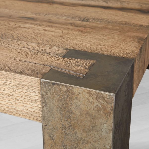 Telluride Square Oak Coffee Table Wood Cocktail Table Living Room Center Tea Table Vintage Cocktail Table - Image 4