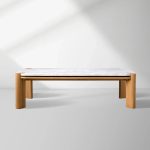 Pyet Marble Coffee Table Oak Wood Base Cocktail Table Elegance Living Room Center Tea Table - Image 6