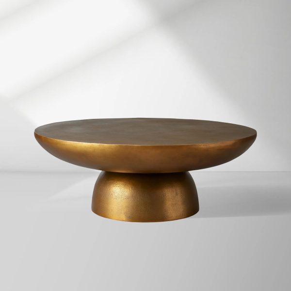 Kyoto Round Coffee Table Nickel-Plated Cast Aluminum Cocktail Table Living Room Metal Center Tea Table - Image 4
