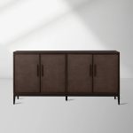 Malone Reconstituted Leather Sideboard Wood Buffet Table Living Room Entryways Cabinet
