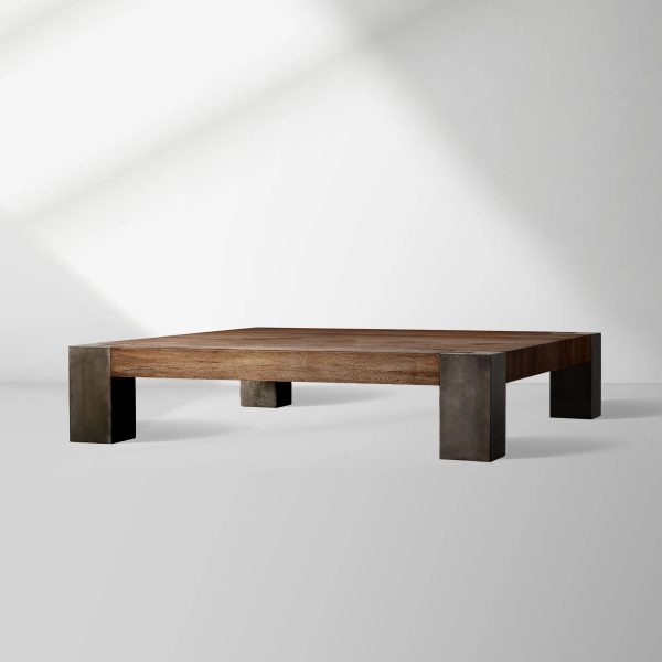 Telluride Square Oak Coffee Table Wood Cocktail Table Living Room Center Tea Table Vintage Cocktail Table - Image 7