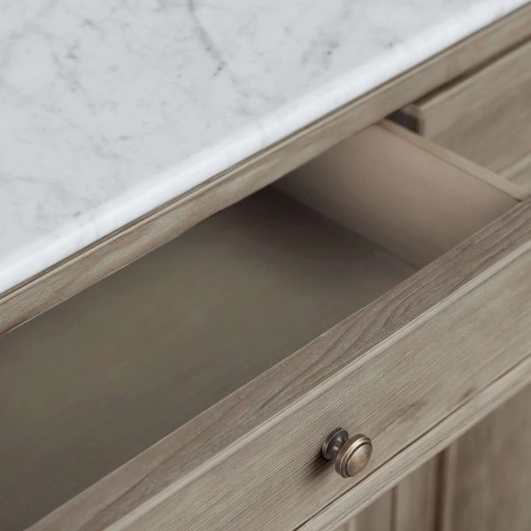 Kensington Marble Top Sideboard Pine Buffet Storage Cabinet Wood Living Room Cabinet - Image 8