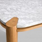 Pyet Marble Coffee Table Oak Wood Base Cocktail Table Elegance Living Room Center Tea Table - Image 8