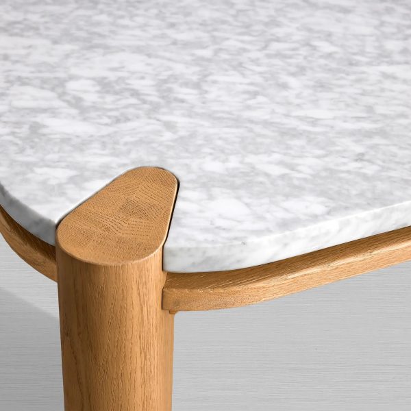 Pyet Marble Coffee Table Oak Wood Base Cocktail Table Elegance Living Room Center Tea Table - Image 8