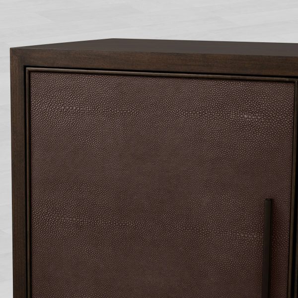 Malone Reconstituted Leather Sideboard Wood Buffet Table Living Room Entryways Cabinet - Image 3