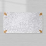 Pyet Marble Coffee Table Oak Wood Base Cocktail Table Elegance Living Room Center Tea Table - Image 9