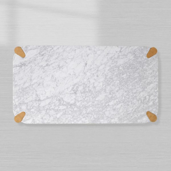Pyet Marble Coffee Table Oak Wood Base Cocktail Table Elegance Living Room Center Tea Table - Image 9