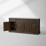 Kensington Marble Top Sideboard Pine Buffet Storage Cabinet Wood Living Room Cabinet - Image 2