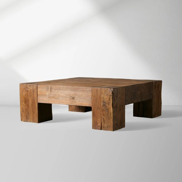 Ubud Square Reclaimed Teak Coffee Table Wood Living Room Center Tea Table Vintage Cocktail Table - Image 7