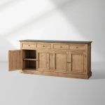 Kensington Marble Top Sideboard Pine Buffet Storage Cabinet Wood Living Room Cabinet - Image 12