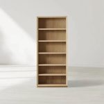 Nason Modular Bookcase Oak Wood Tall Display Cabinets with LED Lighting - Image 2