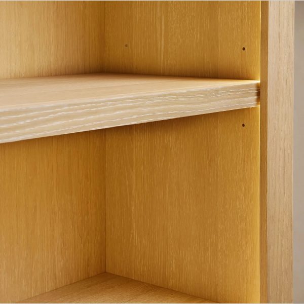 Nason Modular Bookcase Oak Wood Tall Display Cabinets with LED Lighting - Image 3
