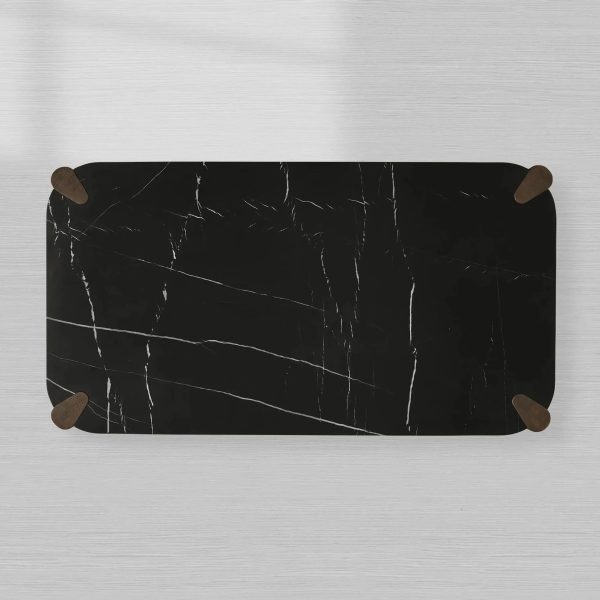 Pyet Marble Coffee Table Oak Wood Base Cocktail Table Elegance Living Room Center Tea Table - Image 4