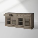Kensington Marble Top Sideboard Wood Buffet Storage Entryways Side Cabinet With Glass Doors - Image 10