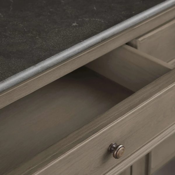 Kensington Marble Top Sideboard Pine Buffet Storage Cabinet Wood Living Room Cabinet - Image 6