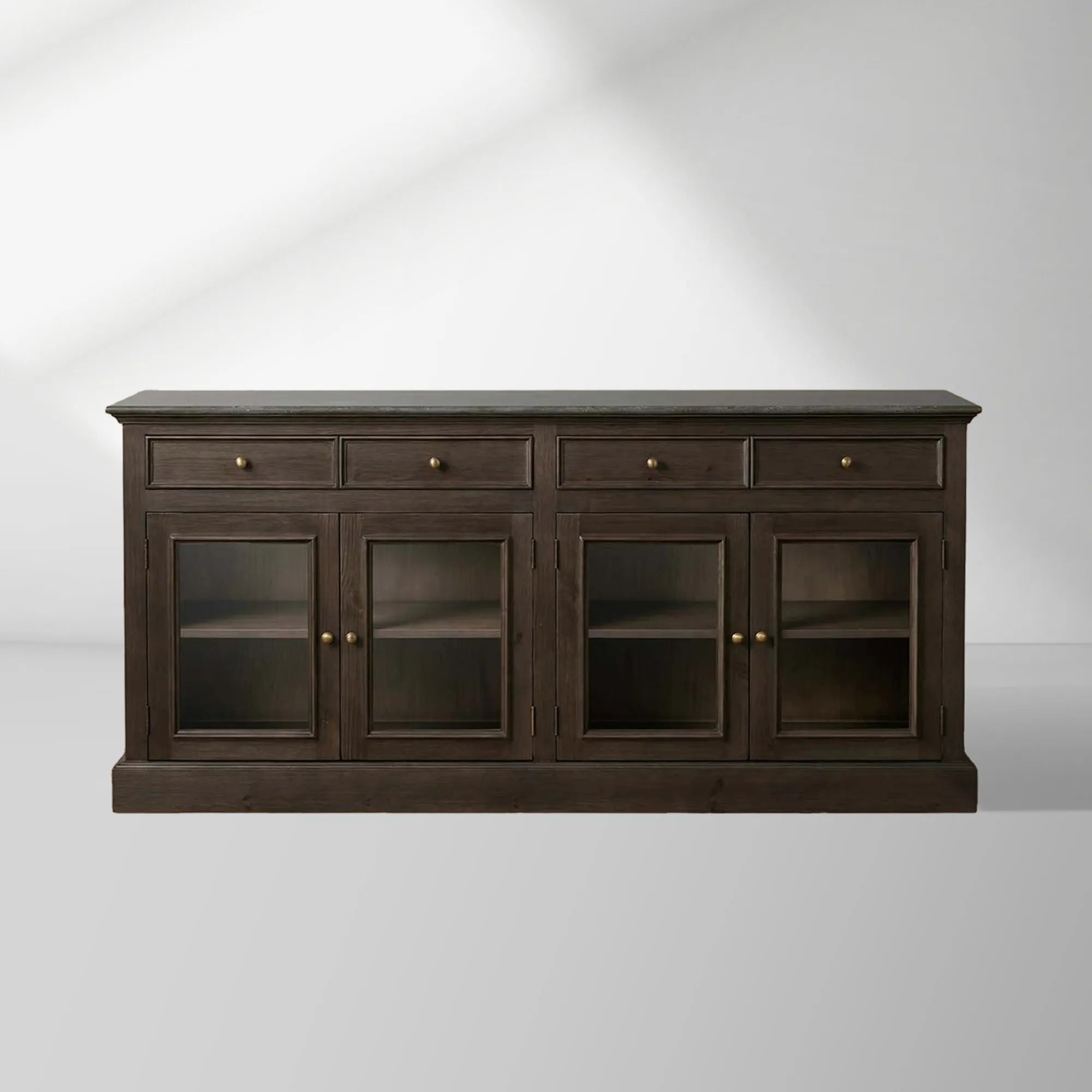 2000x2000_HL_20260120_f1_d2177931-0c8d-4719-8fdd-9a2db57e71f9.jpg Kensington Marble Top Sideboard Wood Buffet Storage Entryways Side Cabinet With Glass Doors - Image 1