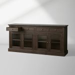 Kensington Marble Top Sideboard Wood Buffet Storage Entryways Side Cabinet With Glass Doors - Image 2