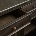 Kensington Marble Top Sideboard Wood Buffet Storage Entryways Side Cabinet With Glass Doors - Image 3