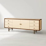 Henton Eucalyptus Wood TV Stand Living Room Entrance Six Drawers Cabinet Media Console - Image 2