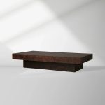 Cinzia Rectangle Burl Coffee Table Plinth-style Base Cocktail Table Wood Sofa Center Tea Table - Image 2