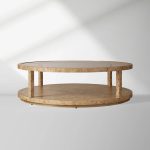 Corey Mappa Burl Round Coffee Table Glass Tabletop Cocktail Table Sofa Center Tea Table - Image 3