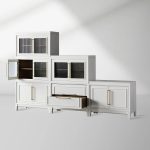 Rowan Wood Modular Wall Unit Mahogany Storage Cabinet with Reeded Glass - Image 2