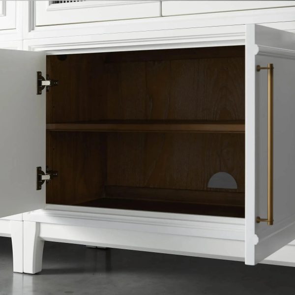 Rowan Wood Modular Wall Unit Mahogany Storage Cabinet with Reeded Glass - Image 5