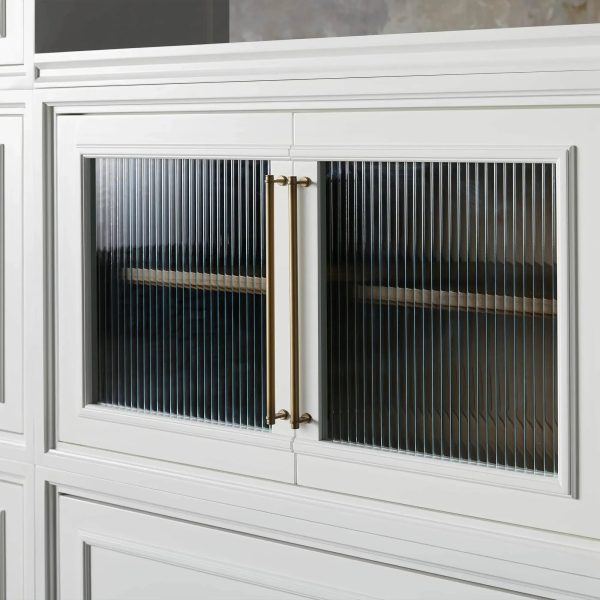 Rowan Wood Modular Wall Unit Mahogany Storage Cabinet with Reeded Glass - Image 4