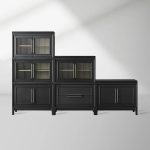 Rowan Wood Modular Wall Unit Mahogany Storage Cabinet with Reeded Glass - Image 6